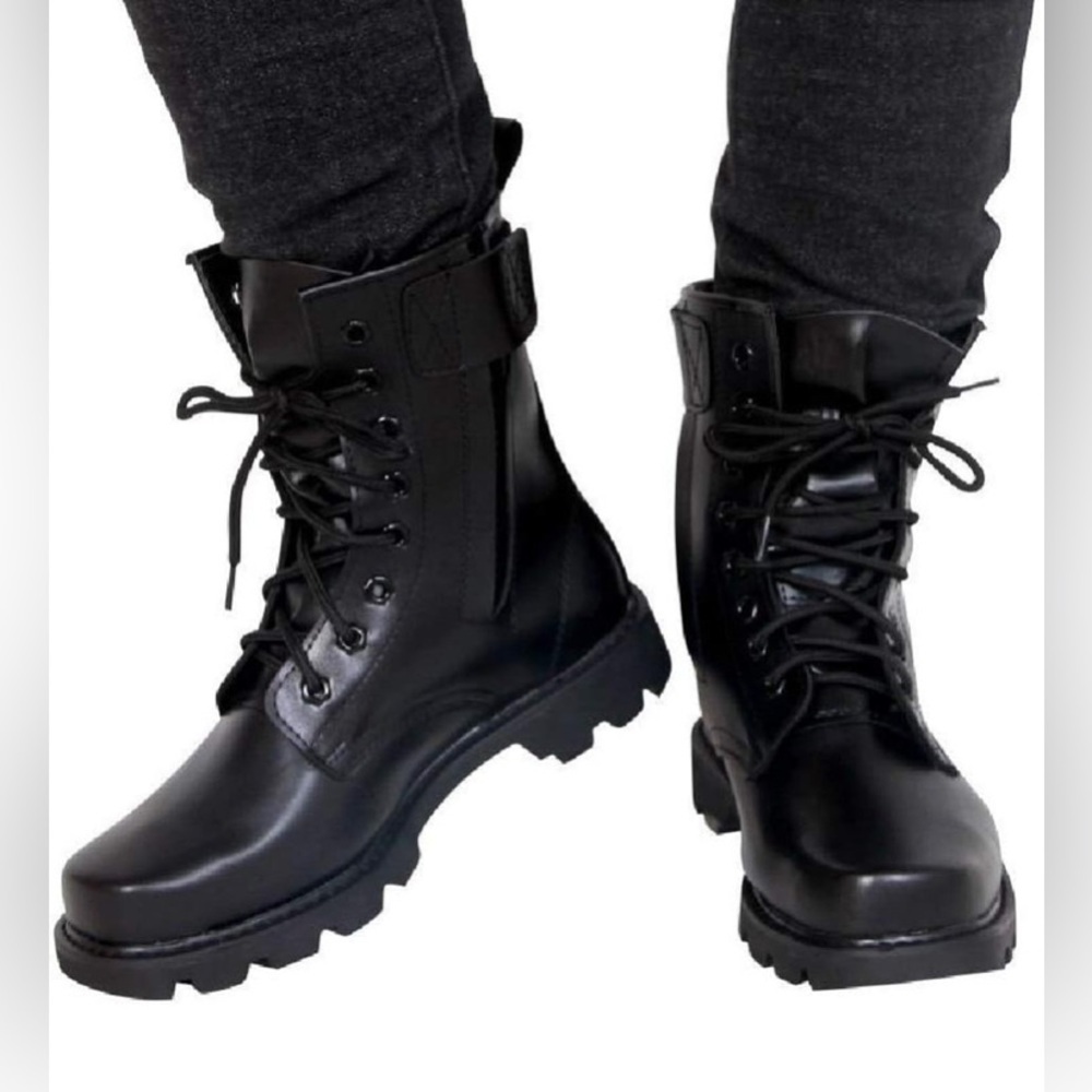 NEW-Men's Military Boots Leather Steel Toe Non-Slip High-topBootsBreathable NWOT